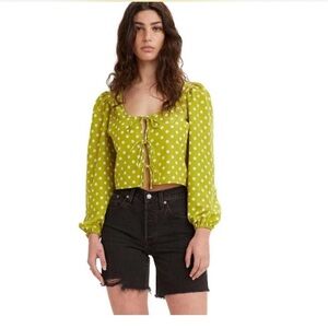 Levi’s tie front Green‎ floral granola girl Women's Top xs